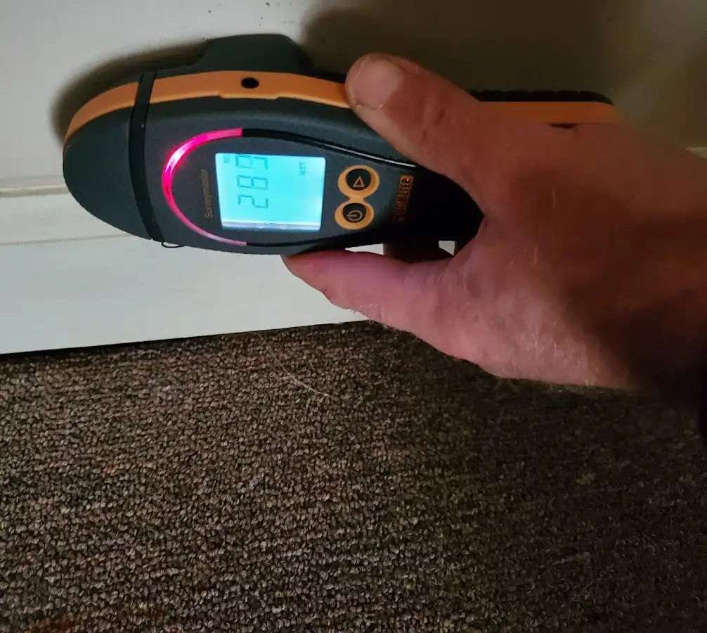 Moisture detection at baseboard during Storm Damage Restoration in Albany